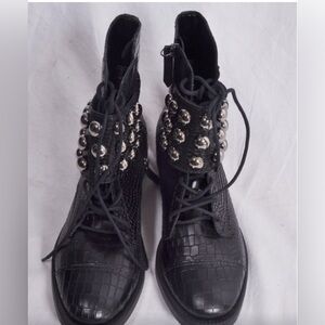 Elegant Black Ankle Boots with Metallic Accents